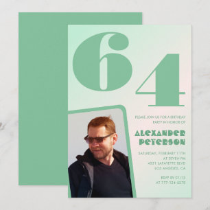 Cartes d'invitation d'anniversaire 64 ans garçon a