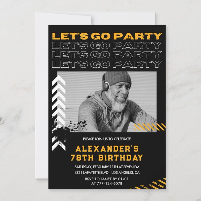 Cartes d'invitation d'anniversaire 78 ans Hommes N (Devant)