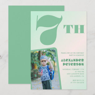 Cartes d'invitation d'anniversaire 7 ans Green Pho