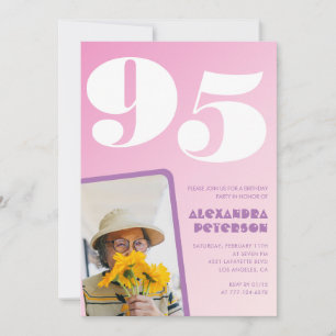 Cartes d'invitation d'anniversaire 95 ans Rose Pho