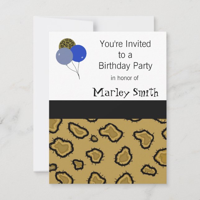Cartes d'invitation d'anniversaire à motif léopard (Devant)