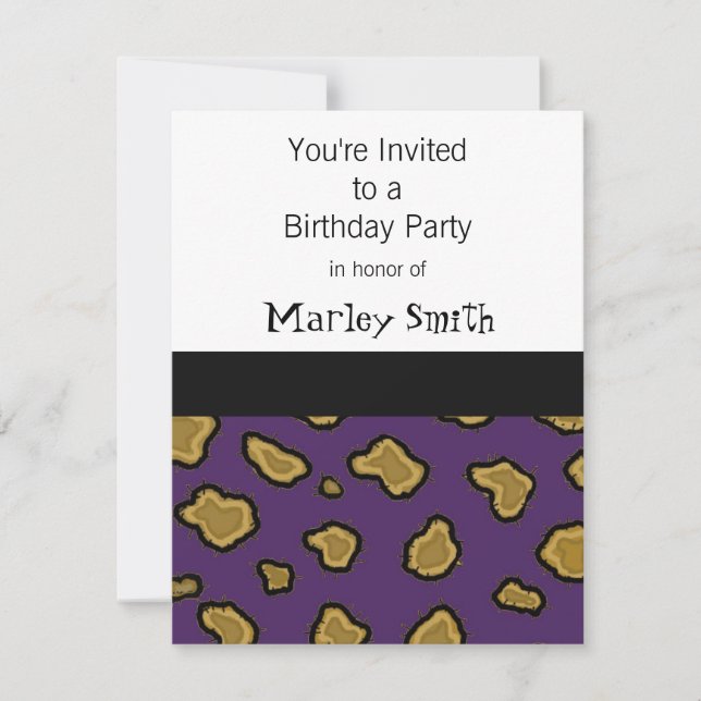 Cartes d'invitation d'anniversaire à motif léopard (Devant)