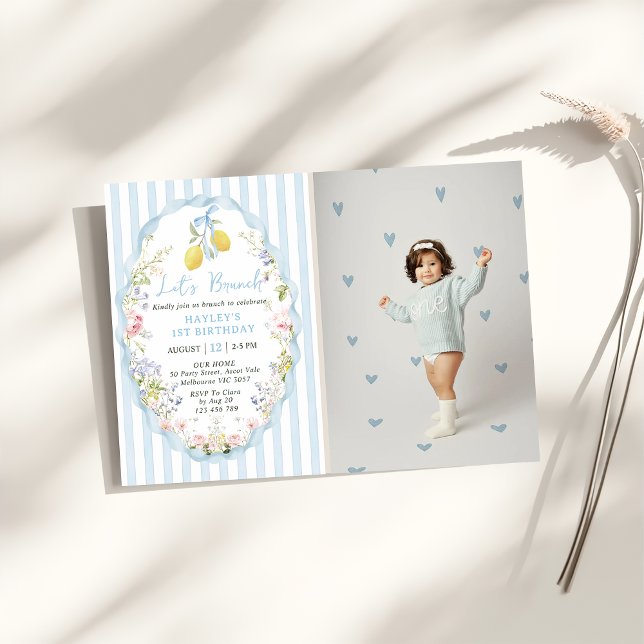 Cartes d'invitation d'anniversaire au citron flora (Créateur téléchargé)