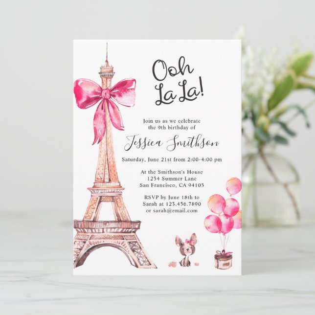 Cartes d'invitation d'anniversaire avec la Tour Ei (Debout devant)