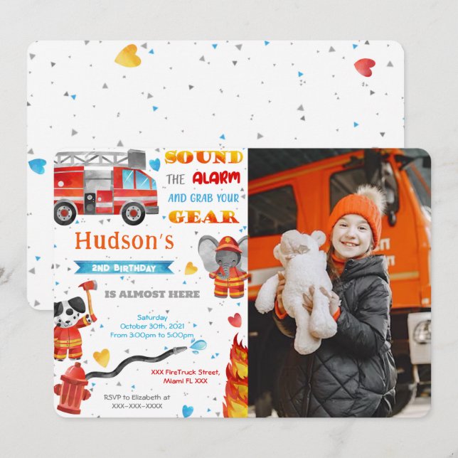 Cartes d'invitation d'anniversaire avec photo de c (Devant / Derrière)