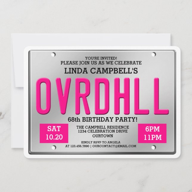 Cartes d'invitation d'anniversaire avec plaque d'i (Devant)