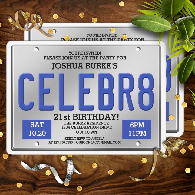 Cartes d'invitation d'anniversaire avec plaque d'i (Créateur téléchargé)