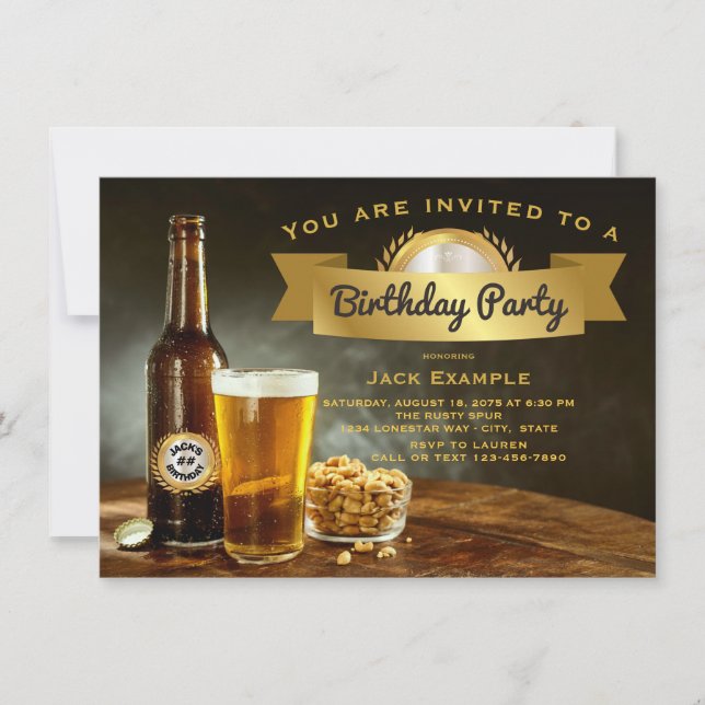 Cartes d'invitation d'anniversaire Bière (Devant)