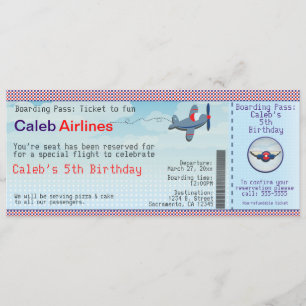 Cartes d'invitation d'anniversaire billet d'avion 
