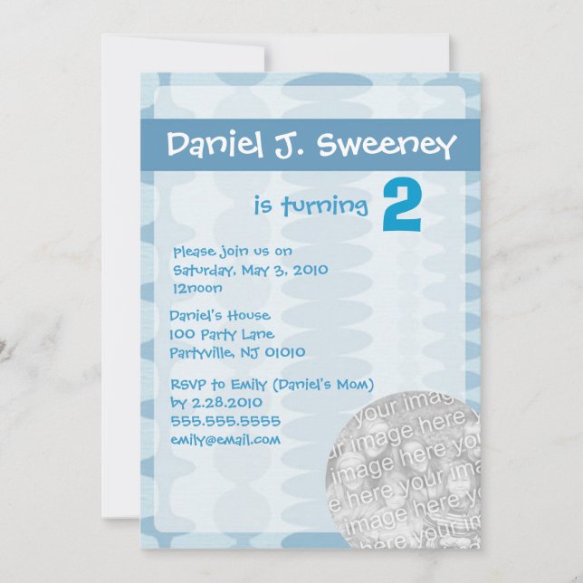 Cartes d'invitation d'anniversaire Bleu pour garço (Devant)