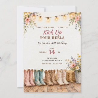 Cartes d'invitation d'anniversaire Bottes de Cowgi