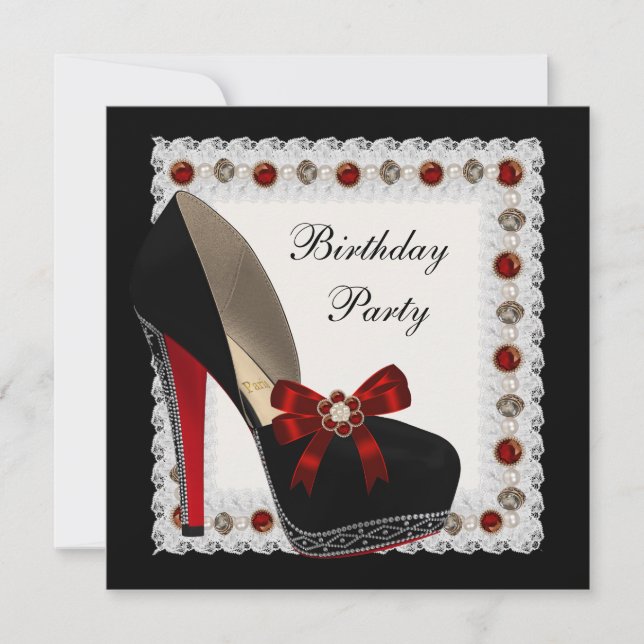 Cartes d'invitation d'anniversaire chaussure à tal (Devant)