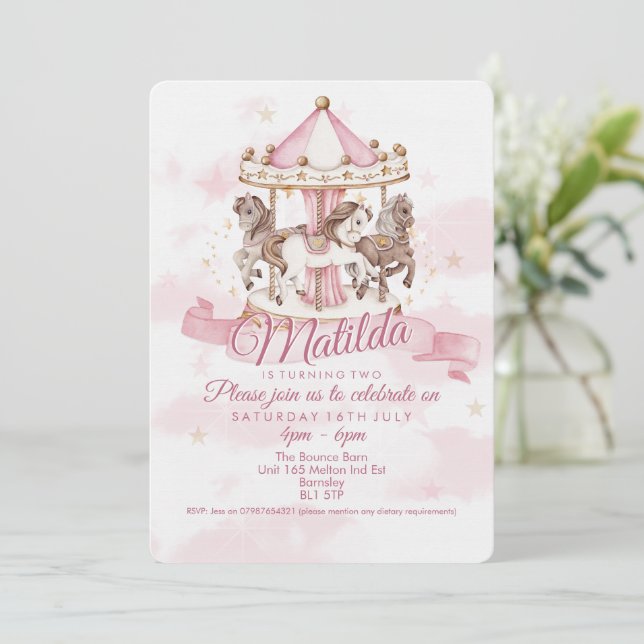 Cartes d'invitation d'anniversaire Cheval de carro (Debout devant)