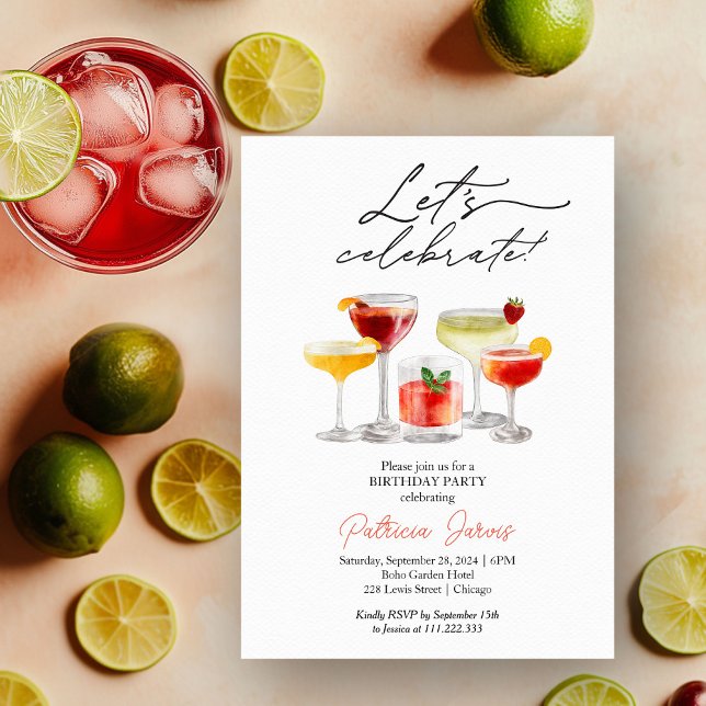 Cartes d'invitation d'anniversaire Cocktail à l'aq (Créateur téléchargé)