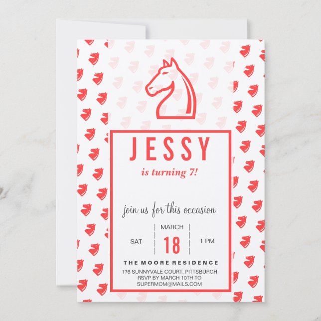 Cartes d'invitation d'anniversaire corail rouge po (Devant)
