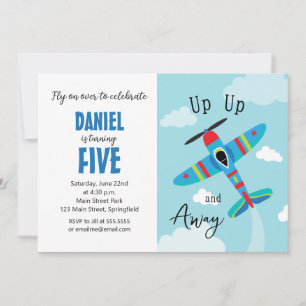 Cartes d'invitation d'anniversaire d'avion Avion m
