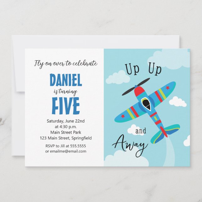 Cartes d'invitation d'anniversaire d'avion Avion m (Devant)
