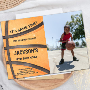 Cartes d'invitation d'anniversaire de basketball c