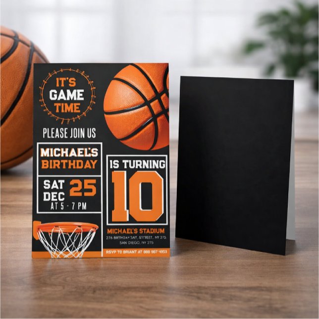 Cartes d'invitation d'anniversaire de basketball p (Créateur téléchargé)