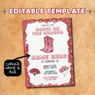 Cartes d'invitation d'anniversaire de cowgirl avec
