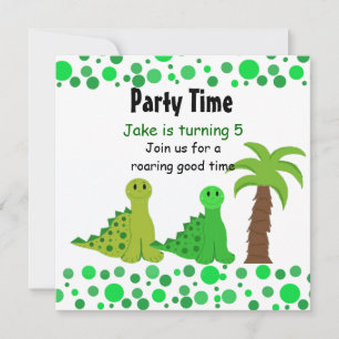 Cartes d'invitation d'anniversaire de dinosaure mi