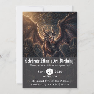 Cartes d'invitation d'anniversaire de dragon à l'a