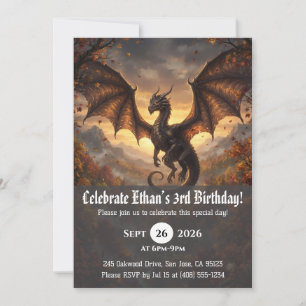 Cartes d'invitation d'anniversaire de dragon à l'a