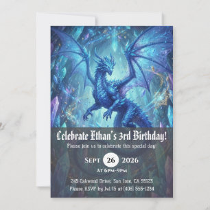 Cartes d'invitation d'anniversaire de dragon à l'a