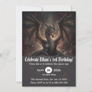 Cartes d'invitation d'anniversaire de dragon à l'a