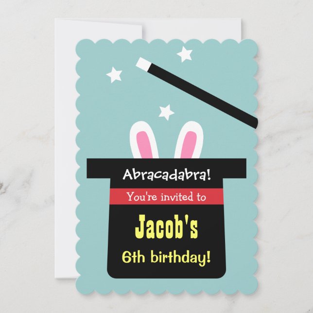 Cartes d'invitation d'anniversaire de lapin au cha (Devant)