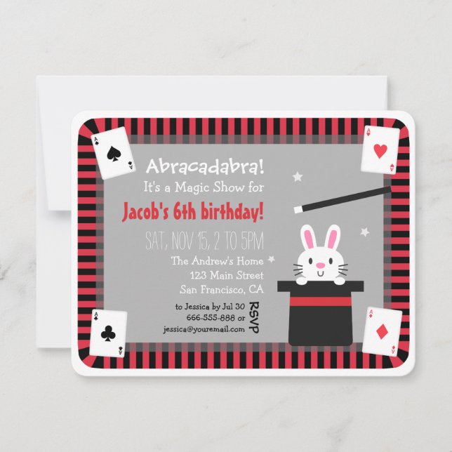 Cartes d'invitation d'anniversaire de Lapin Mignon (Devant)