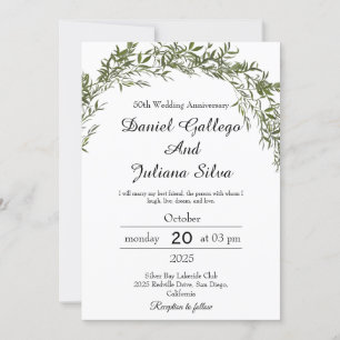 Cartes d'invitation d'anniversaire de mariage à la