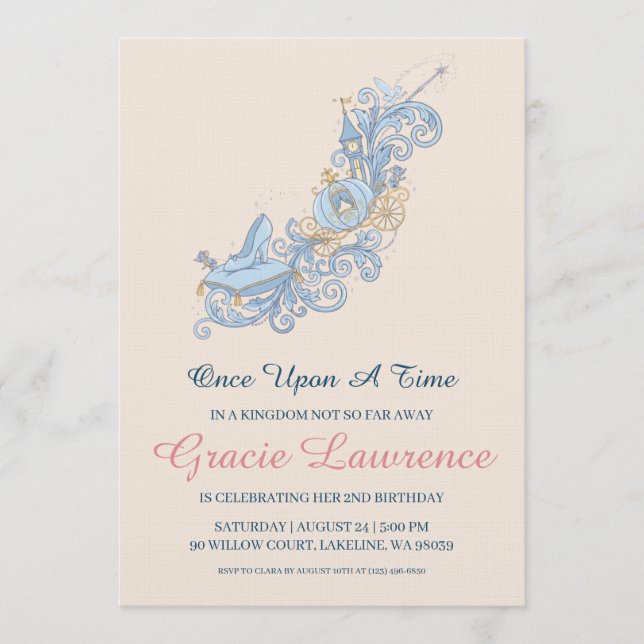 Cartes d'invitation d'anniversaire de princesse Ce (Devant)