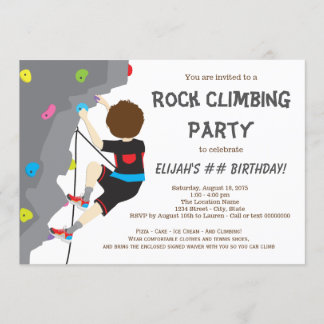 Cartes d'invitation d'anniversaire d'escalade pour