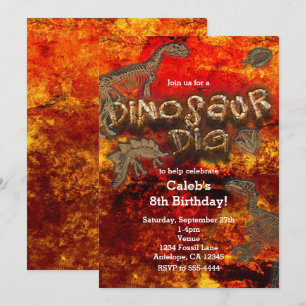 Cartes d'invitation d'anniversaire Dinosaure Fouil