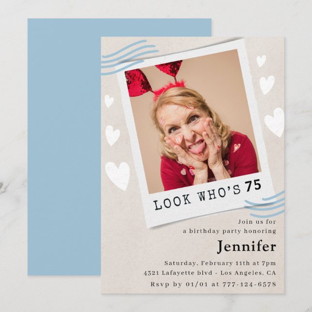 Cartes d'invitation d'anniversaire drôles pour 75  (Devant / Derrière)