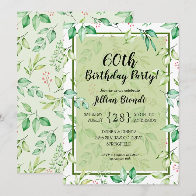 Cartes d'invitation d'anniversaire élégantes à l'a (Devant / Derrière)