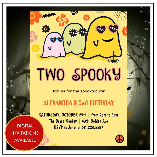 Cartes d'invitation d'anniversaire Halloween 2 ans (halloween-2nd-birthday-invitations-two-spooky-3)