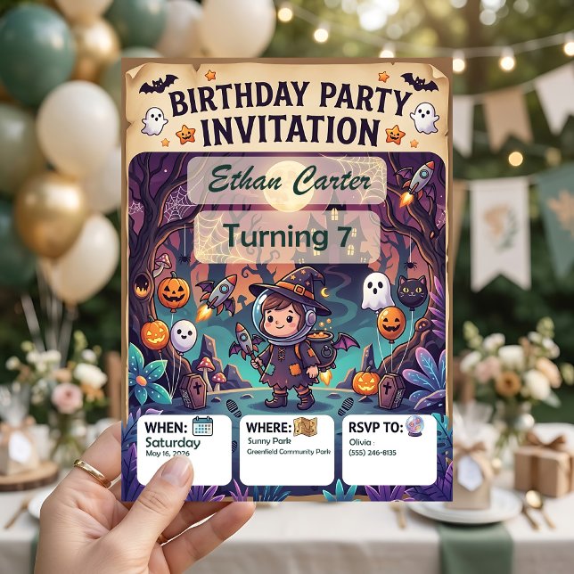 Cartes d'invitation d'anniversaire Halloween effra (Créateur téléchargé)