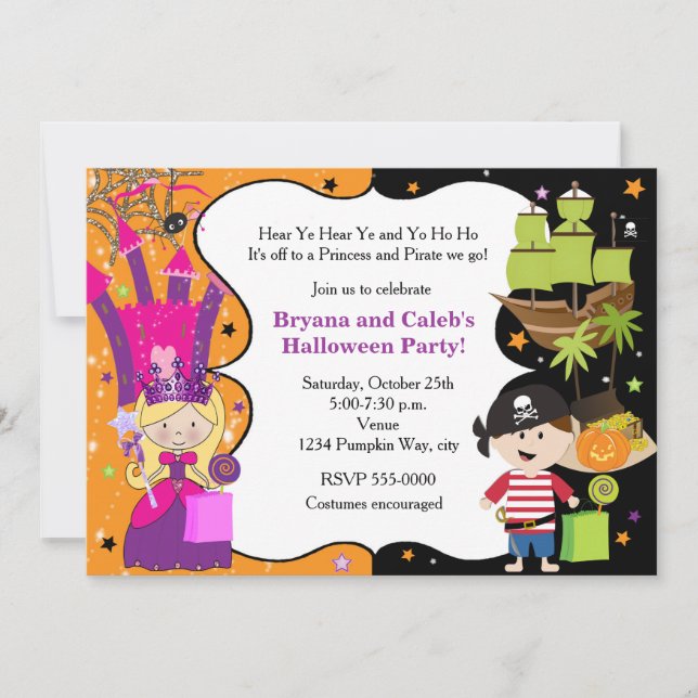 Cartes d'invitation d'anniversaire Halloween Princ (Devant)