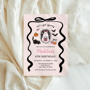 Cartes d'invitation d'anniversaire Halloween rose
