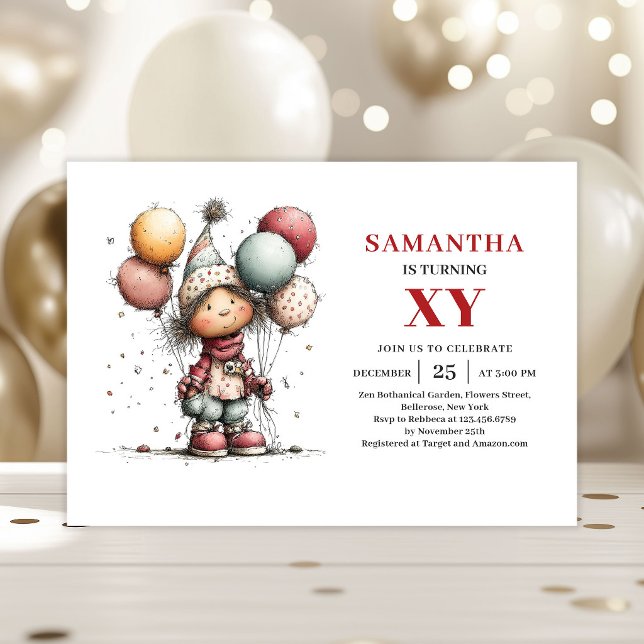 Cartes d'invitation d'anniversaire humoristiques p (Colorful Cute Little Girl Humor Birthday Invitation

)
