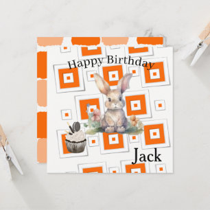 Cartes d'invitation d'anniversaire lapin orange po