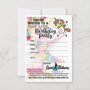 Cartes d'invitation d'anniversaire licorne SpinNat