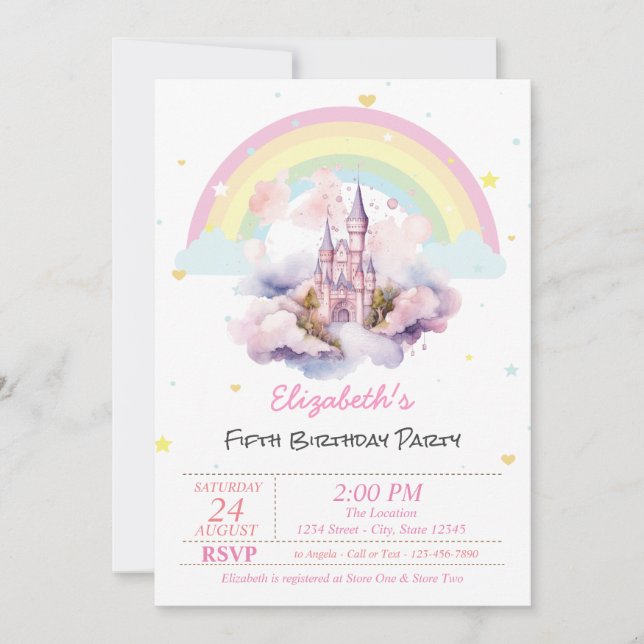 Cartes d'invitation d'anniversaire Magical Castle  (Devant)
