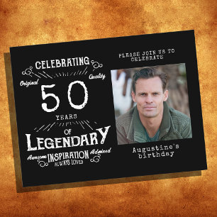 Cartes d'invitation d'anniversaire noir vintage po