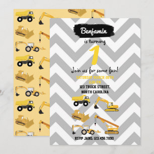 Cartes d'invitation d'anniversaire pour camions de