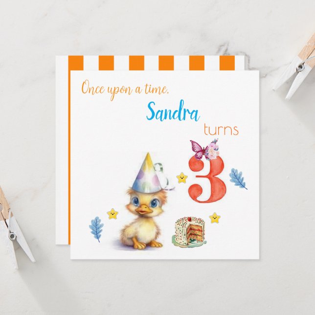 Cartes d'invitation d'anniversaire pour enfants à  (Devant/Arrière en situation)