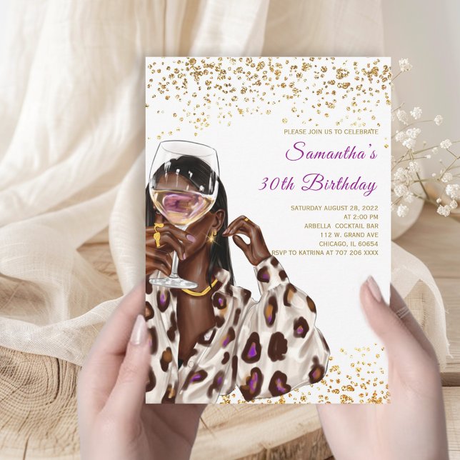 Cartes d'invitation d'anniversaire pour femme afro (Créateur téléchargé)