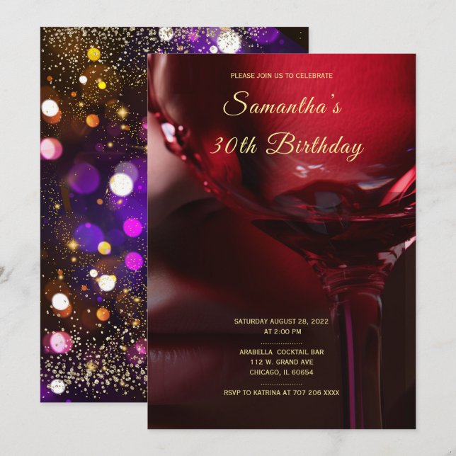 Cartes d'invitation d'anniversaire pour femme afro (Devant / Derrière)